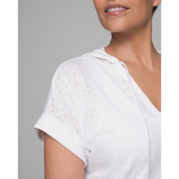 NWT Soma Dolman Hoodie Women XXL White Floral Burnout V-Neck Short Sleeve - Picture 4 of 9